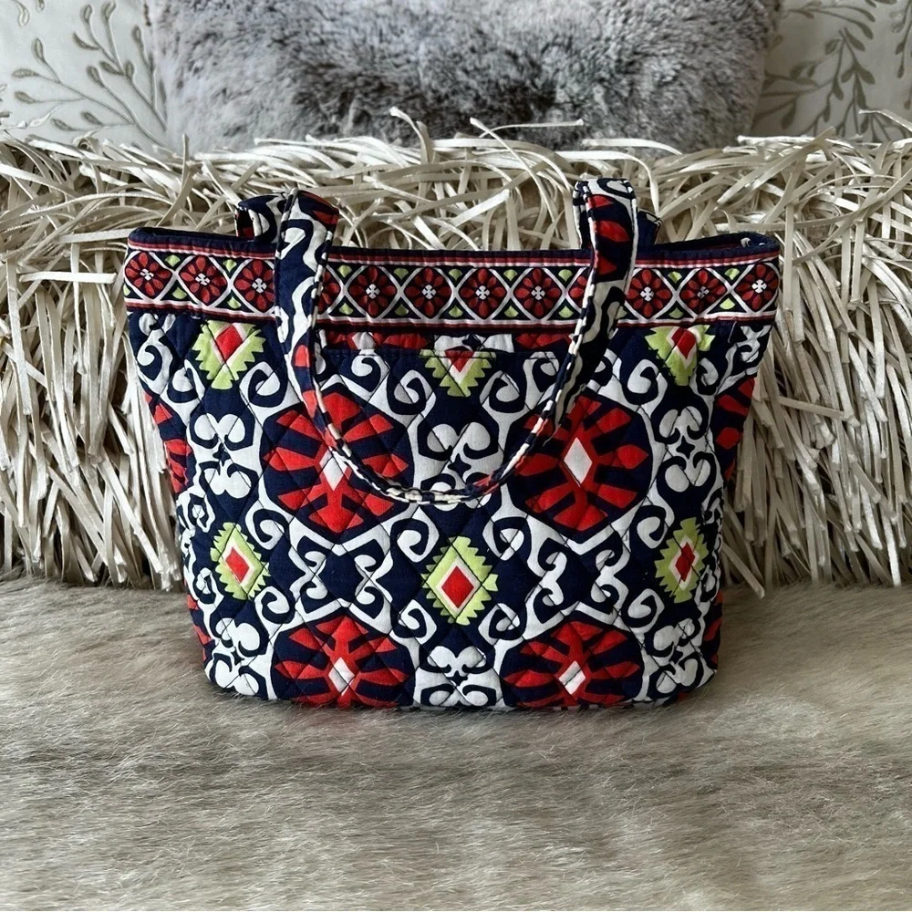 VERA BRADLEY Sun Valley Small Phone Tote Blue Orange White 2013 Aztec Quilted